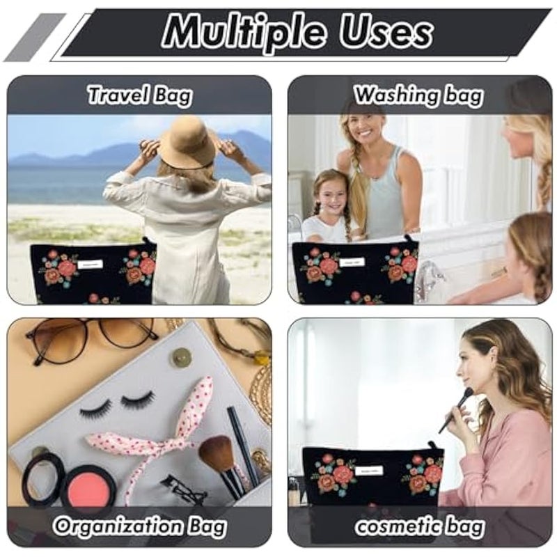 يورسكيتووس حقيبة مكياج بتصميم زهور للسفر حقيبة مستحضرات تجميل كبيرة بسحاب حقيبة مكياج سوداء عتيقة للنساء والبنات والام والجدة والصديقة وزميلة العمل والمعلمة ووصيفات العروس والصديقة، لون اسود - Image 4